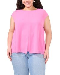 Vince Camuto - Cap Sleeve Mesh Overlay Top - Lyst