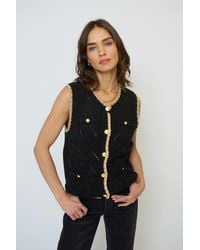 Central Park West - Brooke Pointelle Cable Vest - Lyst