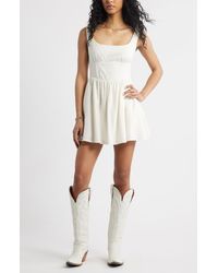 BP. - Corset Fit & Flare Linen Blend Minidress - Lyst