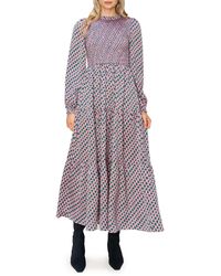 MELLODAY - Floral Long Sleeve Smocked Maxi Dress - Lyst