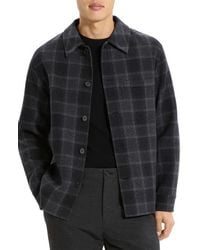 Theory - Plaid Wool & Cashmere Flannel Button-Up Shirt Jacket - Lyst