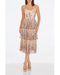 Dress the Population - Loretta Floral Embroidery Midi Cocktail Dress - Lyst