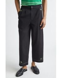 Bode - Lucky Draw Embroidered Cotton Twill Wide Leg Ankle Pants - Lyst