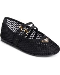 Prada - Elegant Mesh Ballerina With Triangle Logo - Lyst