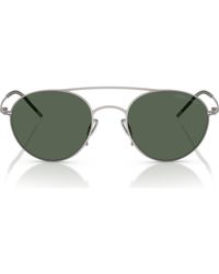 Armani - 48Mm Round Sunglasses - Lyst