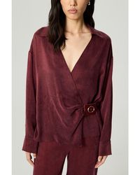 Nocturne - Logo Buckle Wrap Blouse - Lyst