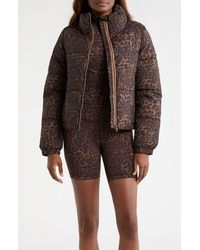 Mpg - Water Resistant Leopard Print Puffer Jacket - Lyst