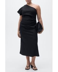 Mango - One-Shoulder Linen Midi Dress - Lyst