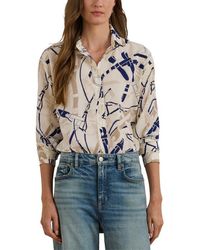 Ralph Lauren - Belting Print Classic Fit Crepe Button-Up Shirt - Lyst