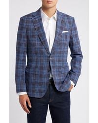 BOSS - Hutson Plaid Virgin Wool, Cotton & Linen Blend Sport Coat - Lyst