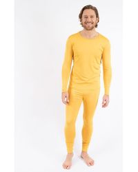 Leveret - Two-Piece Thermal Long Sleeve Solid Pajamas - Lyst