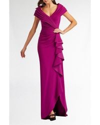 Tadashi Shoji - Cascade Ruffle Portrait Neck Gown - Lyst