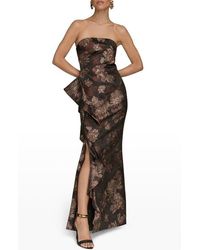 Donna Karan - Metallic Floral Jacquard Strapless Gown - Lyst