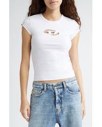 DIESEL - Diesel T-angie Embroidered Logo Cutout T-shirt - Lyst