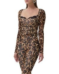 AFRM - Marcello Peekaboo Lace Trim Mesh Top - Lyst