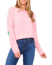 Cece - Heart Elbow Patch Sweater - Lyst