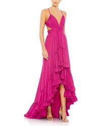 Mac Duggal - Pleated Tiered Cut Out Sleeveless Gown - Lyst