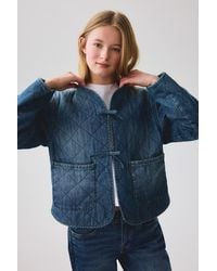 H&M - Quilted Denim Jacket - Lyst