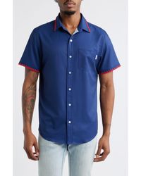 MAVRANS - Weekend Crochet Trim Short Sleeve Performance Button-Up Shirt - Lyst