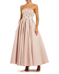 Mac Duggal - Crystal Embellished Strapless Satin A-Line Dress - Lyst