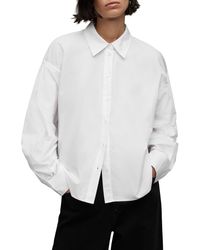 AllSaints - Eliana Cutout Cotton Poplin Button-up Shirt - Lyst