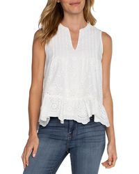Liverpool Los Angeles - Embroidered Eyelet Sleeveless Top - Lyst