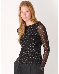 Whistles - Spot Print Mesh Jersey Top - Lyst