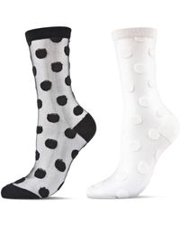 Memoi - Polka Dot Assorted 2-pack Sheer Ankle Socks - Lyst