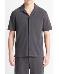 Vince - Bouclé Knit Short Sleeve Camp Shirt - Lyst