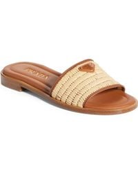 Prada - Raffia Slide Sandal - Lyst