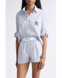Sporty & Rich - Gender Inclusive New York Yankees Serif Stripe Poplin Button-Up Shirt - Lyst