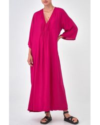 ocean + main - Cupro Rouched Front Caftan - Lyst