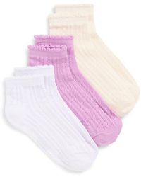 Stems - Lace Knit 3-Pack Ankle Socks - Lyst