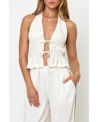 LSPACE - August Tie Front Linen Blend Halter Top - Lyst