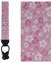 Trafalgar - Hanami Cherry Blossom Burst Linen Blend Novelty Button End Suspenders - Lyst