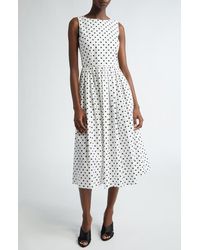 Dolce & Gabbana - Polka Dot Sleeveless Cotton Midi Dress - Lyst