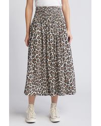 The Great - The Viola Leopard Print Cotton Midi Skirt - Lyst