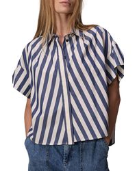 Rag & Bone - Martha Stripe Short Sleeve Cotton Poplin Button-up Shirt - Lyst