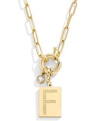 Mint & Lily - Pave Initial Pendant With Paperclip Chain Necklace - Lyst