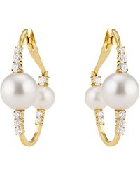 Hueb - Spectrum Diamond & Pearl Hoop Earrings - Lyst