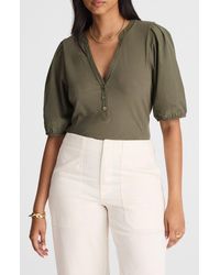 Madewell - Puff-Sleeve Henley Knit Top - Lyst
