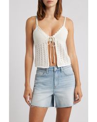 PacSun - Leena Open Stitch Tie Front Cotton Camisole - Lyst