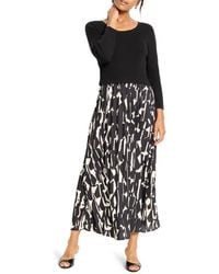 NIC+ZOE - Onyx Print Long Sleeve Maxi Dress - Lyst