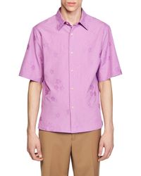 Sandro - Floral Cotton Short Sleeve Button-up Shirt - Lyst
