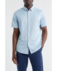 Mizzen+Main - Halyard Trim Fit Geo Print Short Sleeve Performance Button-Up Shirt - Lyst