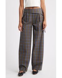 Damson Madder - Fia Foldover Waist Check Wide Leg Pants - Lyst