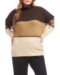 Karen Kane - Colorblock Whipstitch Turtleneck Sweater - Lyst