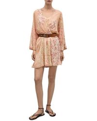 Mango - Floral Long Sleeve Minidress - Lyst