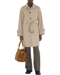 Burberry - Cotton Gabardine Long Car Coat - Lyst