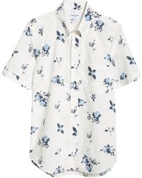 Thom Browne - Straight Fit Floral Short Sleeve Cotton Poplin Button-down Shirt - Lyst